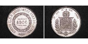 1000 Reis Empire du Brésil (1822-1889) Argent Pierre II du Brésil (1825 - 1891)