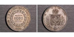 1000 Reis Empire du Brésil (1822-1889) Argent Pierre II du Brésil (1825 - 1891)