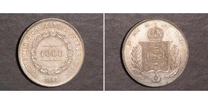 1000 Reis Empire du Brésil (1822-1889) Argent Pierre II du Brésil (1825 - 1891)
