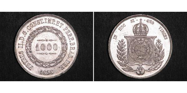 1000 Reis Empire du Brésil (1822-1889) Argent Pierre II du Brésil (1825 - 1891)