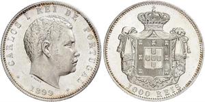 1000 Reis Royaume de Portugal (1139-1910) Argent Charles I de Portugal (1863-1908)