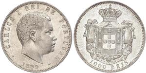 1000 Reis Royaume de Portugal (1139-1910) Argent Charles I de Portugal (1863-1908)