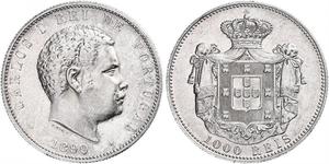 1000 Reis Royaume de Portugal (1139-1910) Argent Charles I de Portugal (1863-1908)