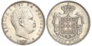 1000 Reis Royaume de Portugal (1139-1910) Argent Charles I de Portugal (1863-1908)