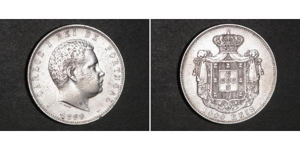 1000 Reis Royaume de Portugal (1139-1910) Argent Charles I de Portugal (1863-1908)