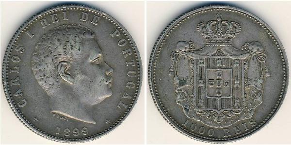 1000 Reis Royaume de Portugal (1139-1910) Argent Charles I de Portugal (1863-1908)