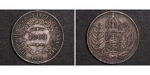 1000 Reis Impero del Brasile (1822-1889) Argento 