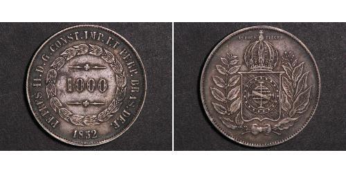 1000 Reis Impero del Brasile (1822-1889) Argento 