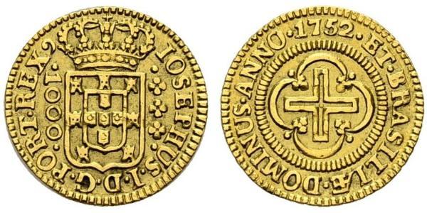 1000 Reis Kingdom of Portugal (1139-1910) Gold Joseph I of Portugal (1714-1777)