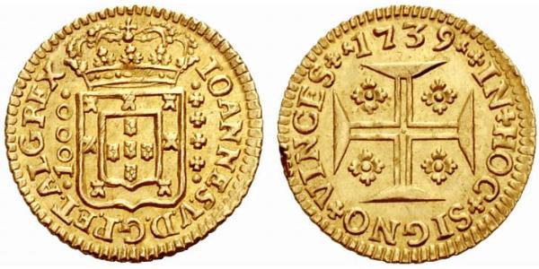 1000 Reis Kingdom of Portugal (1139-1910) Gold John V of Portugal (1689-1750)
