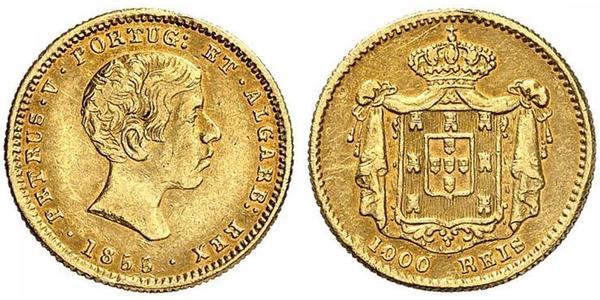 1000 Reis Portugal / Royaume de Portugal (1139-1910) Or Peter V of Portugal (1837-1861)