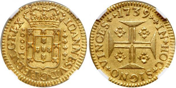 1000 Reis Royaume de Portugal (1139-1910) Or Jean V de Portugal (1689-1750)
