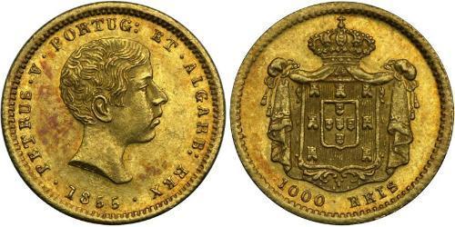 1000 Reis Portogallo / Regno del Portogallo (1139-1910) Oro Peter V of Portugal (1837-1861)