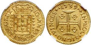 1000 Reis Reino de Portugal (1139-1910) Oro Juan V de Portugal (1689-1750)