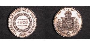 1000 Reis Imperio del Brasil (1822-1889) Plata Pedro II de Brasil (1825 - 1891)