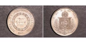 1000 Reis Imperio del Brasil (1822-1889) Plata Pedro II de Brasil (1825 - 1891)