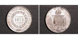 1000 Reis Imperio del Brasil (1822-1889) Plata Pedro II de Brasil (1825 - 1891)