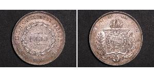 1000 Reis Imperio del Brasil (1822-1889) Plata Pedro II de Brasil (1825 - 1891)