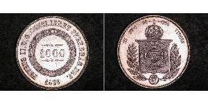 1000 Reis Imperio del Brasil (1822-1889) Plata Pedro II de Brasil (1825 - 1891)