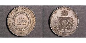 1000 Reis Imperio del Brasil (1822-1889) Plata Pedro II de Brasil (1825 - 1891)