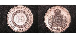 1000 Reis Imperio del Brasil (1822-1889) Plata Pedro II de Brasil (1825 - 1891)