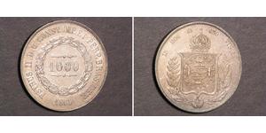 1000 Reis Imperio del Brasil (1822-1889) Plata Pedro II de Brasil (1825 - 1891)