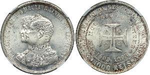 1000 Reis Reino de Portugal (1139-1910) Plata Carlos I de Portugal (1863-1908)