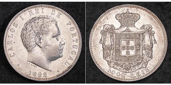 1000 Reis Reino de Portugal (1139-1910) Plata Carlos I de Portugal (1863-1908)