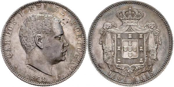 1000 Reis Reino de Portugal (1139-1910) Plata Carlos I de Portugal (1863-1908)