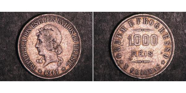1000 Reis Brasilien Silber 