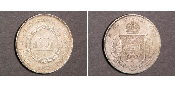 1000 Reis Empire of Brazil (1822-1889) Silber Peter II. (Brasilien) (1825 - 1891)