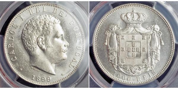 1000 Reis Kingdom of Portugal (1139-1910) Silber  Karl I. von Portugal (1863-1908)