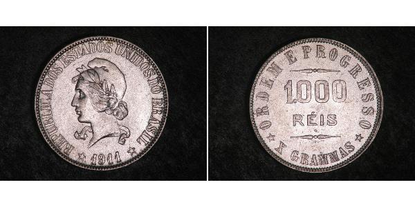 1000 Reis Brazil Silver 