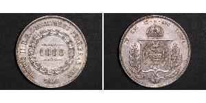 1000 Reis Empire of Brazil (1822-1889) Silver Pedro II of Brazil (1825 - 1891)