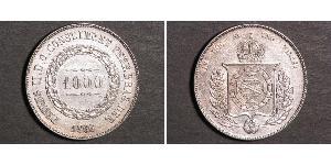 1000 Reis Empire of Brazil (1822-1889) Silver Pedro II of Brazil (1825 - 1891)