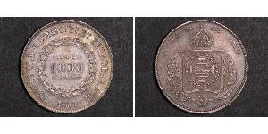 1000 Reis Empire of Brazil (1822-1889) Silver Pedro II of Brazil (1825 - 1891)