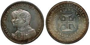 1000 Reis Kingdom of Portugal (1139-1910) Silver Carlos I of Portugal (1863-1908)