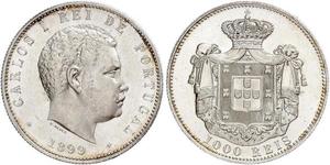 1000 Reis Kingdom of Portugal (1139-1910) Silver Carlos I of Portugal (1863-1908)