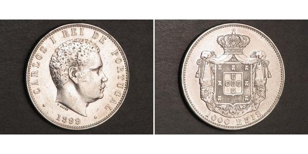 1000 Reis Kingdom of Portugal (1139-1910) Silver Carlos I of Portugal (1863-1908)