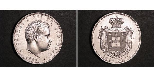 1000 Reis Kingdom of Portugal (1139-1910) Silver Carlos I of Portugal (1863-1908)