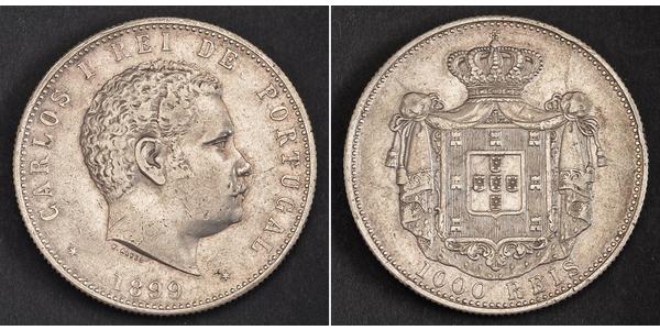 1000 Reis Kingdom of Portugal (1139-1910) Silver Carlos I of Portugal (1863-1908)