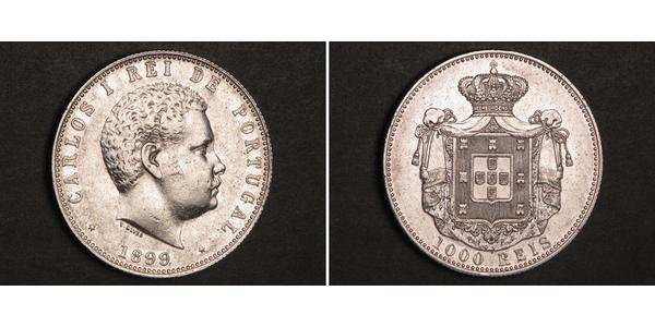 1000 Reis Kingdom of Portugal (1139-1910) Silver Carlos I of Portugal (1863-1908)
