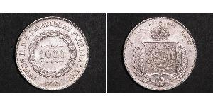 1000 Reis 巴西帝國 (1822 - 1889) 銀 佩德罗二世 (巴西) (1825 - 1891)