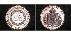 1000 Reis 巴西帝國 (1822 - 1889) 銀 佩德罗二世 (巴西) (1825 - 1891)
