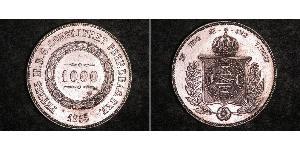 1000 Reis 巴西帝國 (1822 - 1889) 銀 佩德罗二世 (巴西) (1825 - 1891)