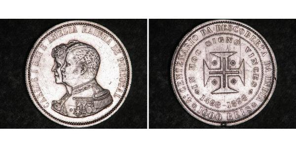 1000 Reis 葡萄牙王國 (1139 - 1910) 銀 卡洛斯一世 (葡萄牙)