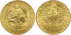 1000 Shilling Republik Österreich (1955 - ) Gold 