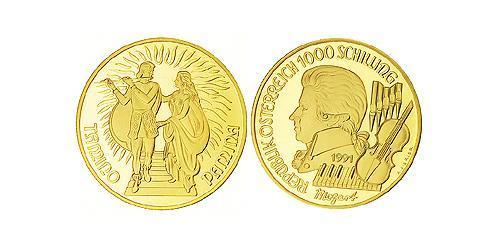 1000 Shilling Republik Österreich (1955 - ) Gold 