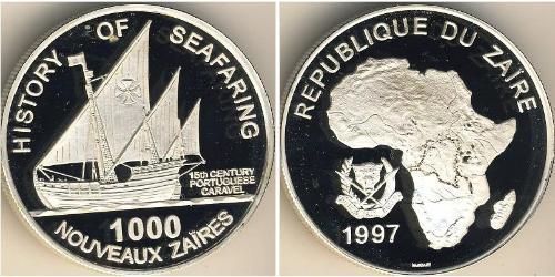 1000 Zaire Republic of Zaire (1971 - 1997) Argento 