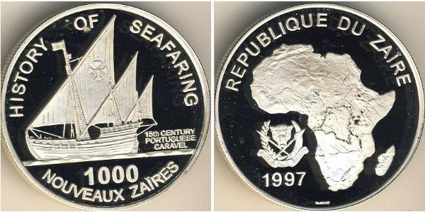 1000 Zaire Republic of Zaire (1971 - 1997) Plata 